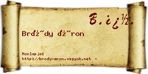 Bródy Áron névjegykártya